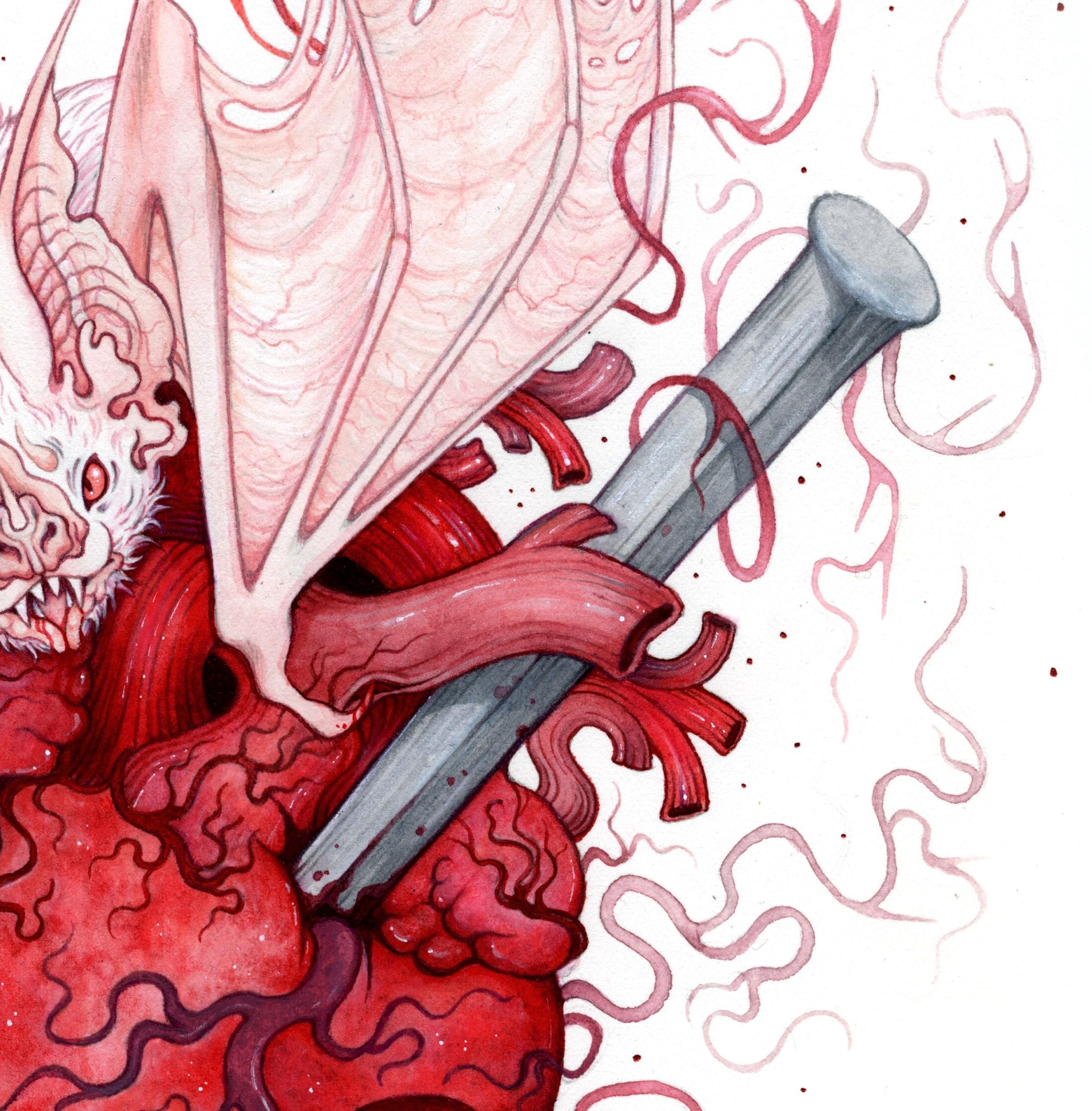 „My Vampire Heart“ (2024) von Nana Williams, Original-Aquarellgemälde im Angebot 5