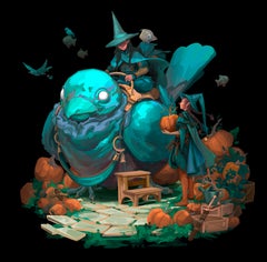 "Sorcerer's Companion" By Dustin Panzino, Procreate Illustration on Metal