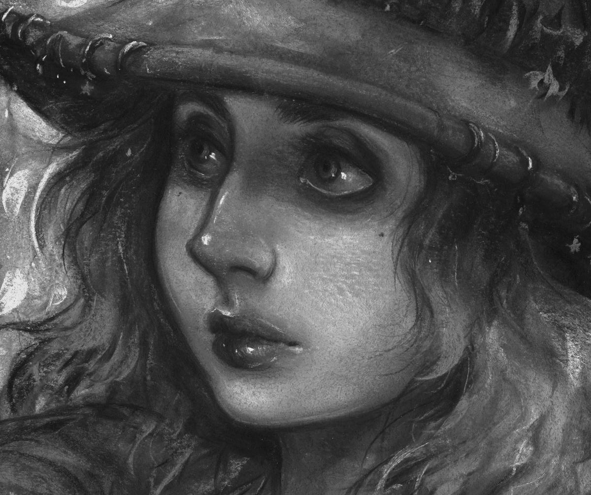 „Divination“ (2024) von Ashly Lovett, Original Kreidepastell-Porträtillustration im Angebot 1