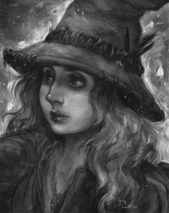 "Divinazione" (2024) di Ashly Lovett, ritratto originale a pastello di gesso