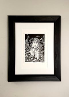 "The Queen of Cups" (2022) By Jerianne Fulton, Original Gothic Ink Illustration