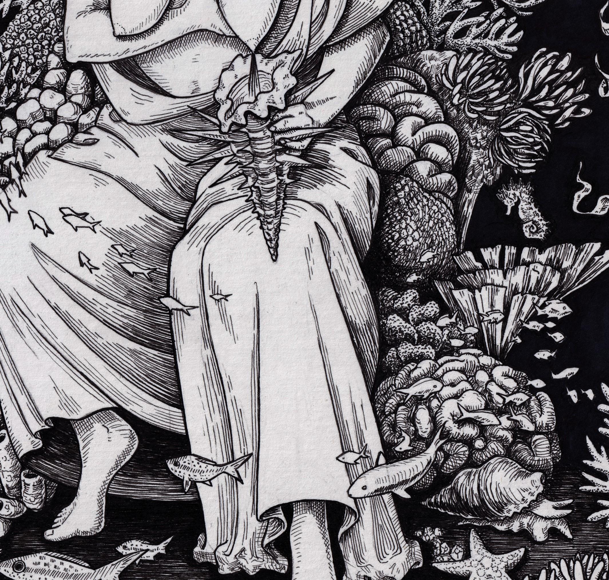„Die Königin der Tassen“ (2022) von Jerianne Fulton, Originale gotische Tuscheillustration im Angebot 3