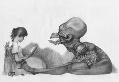 "La hora del cuento" (2023) de Allen Williams, dibujo original en grafito