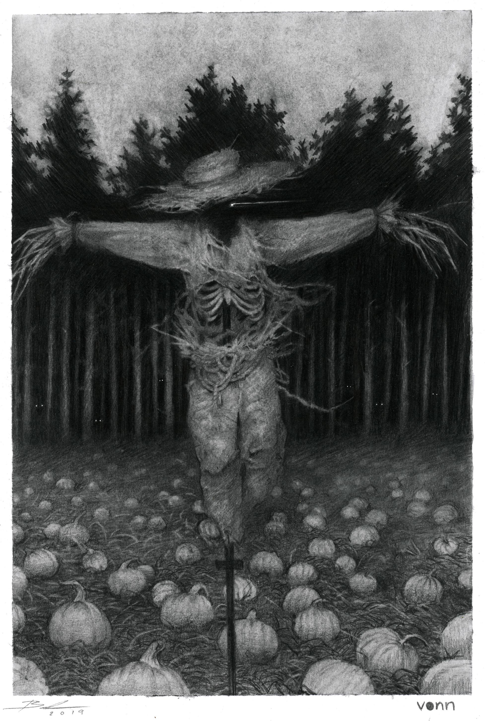 "Spaventapasseri" (2019) Di Babs Webb e Timothy Von Rueden, illustrazione in grafite