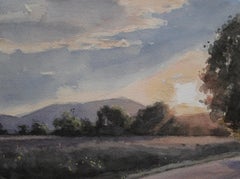 "El verano y el sol poniente" (2024) de Mo Myra, Pintura original en acuarela