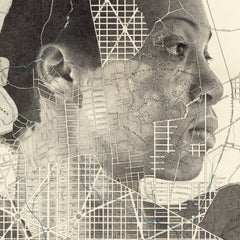 „Washington DC“ von Ed Fairburn, Original Pigmenttinte auf antiker Karte, Illustration