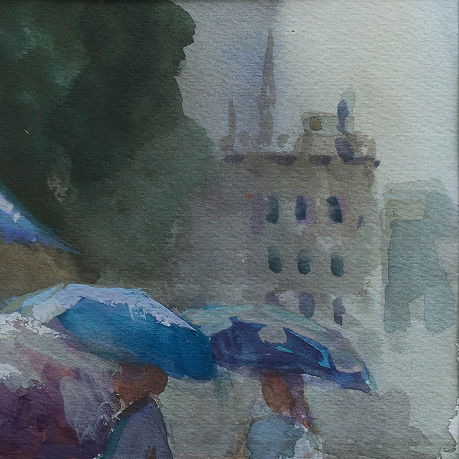 „Brussels Excursion“ (ca. 2011) von Naum Katsenelson, Aquarell-Stadtlandschaft im Angebot 5