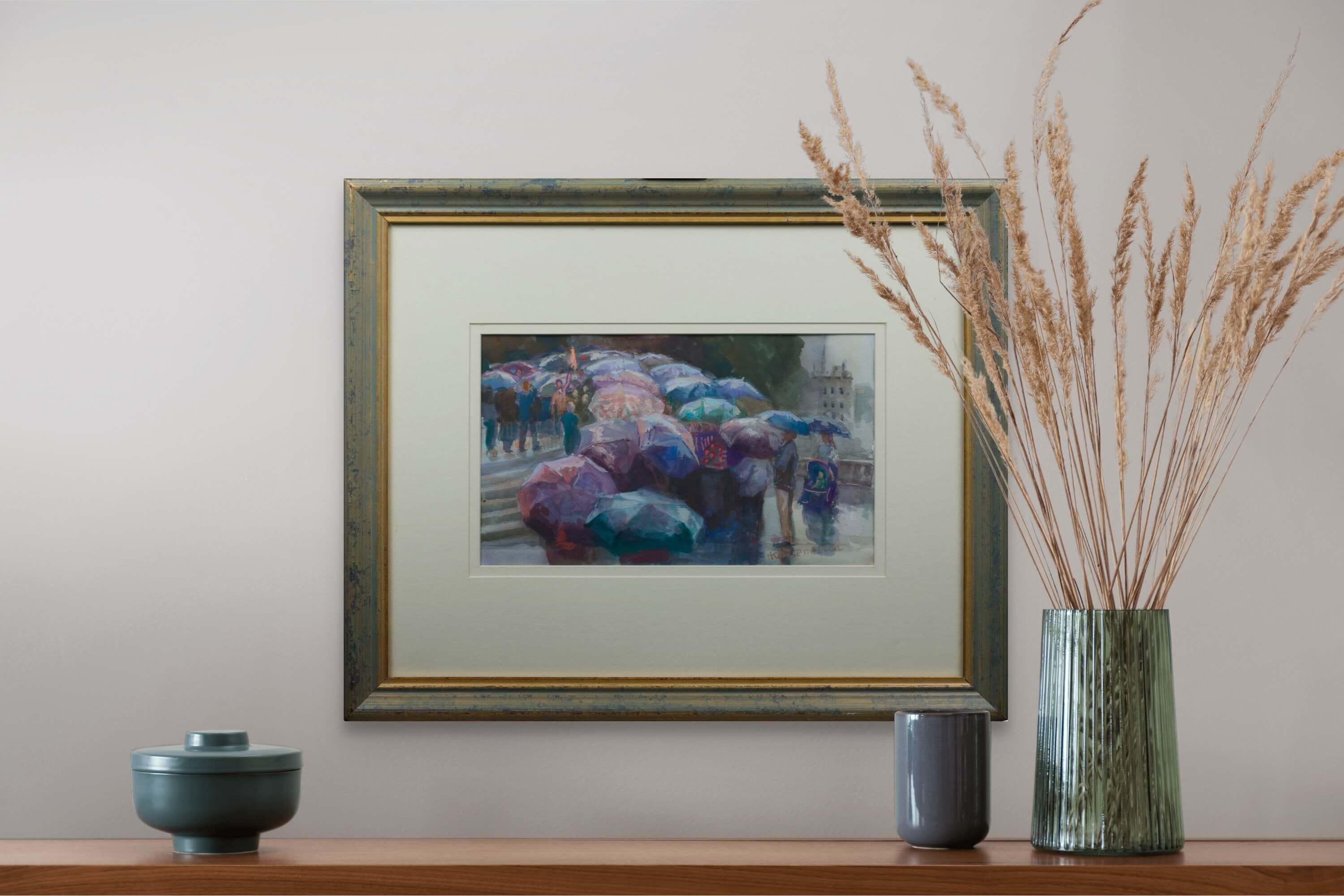 „Brussels Excursion“ (ca. 2011) von Naum Katsenelson, Aquarell-Stadtlandschaft im Angebot 1