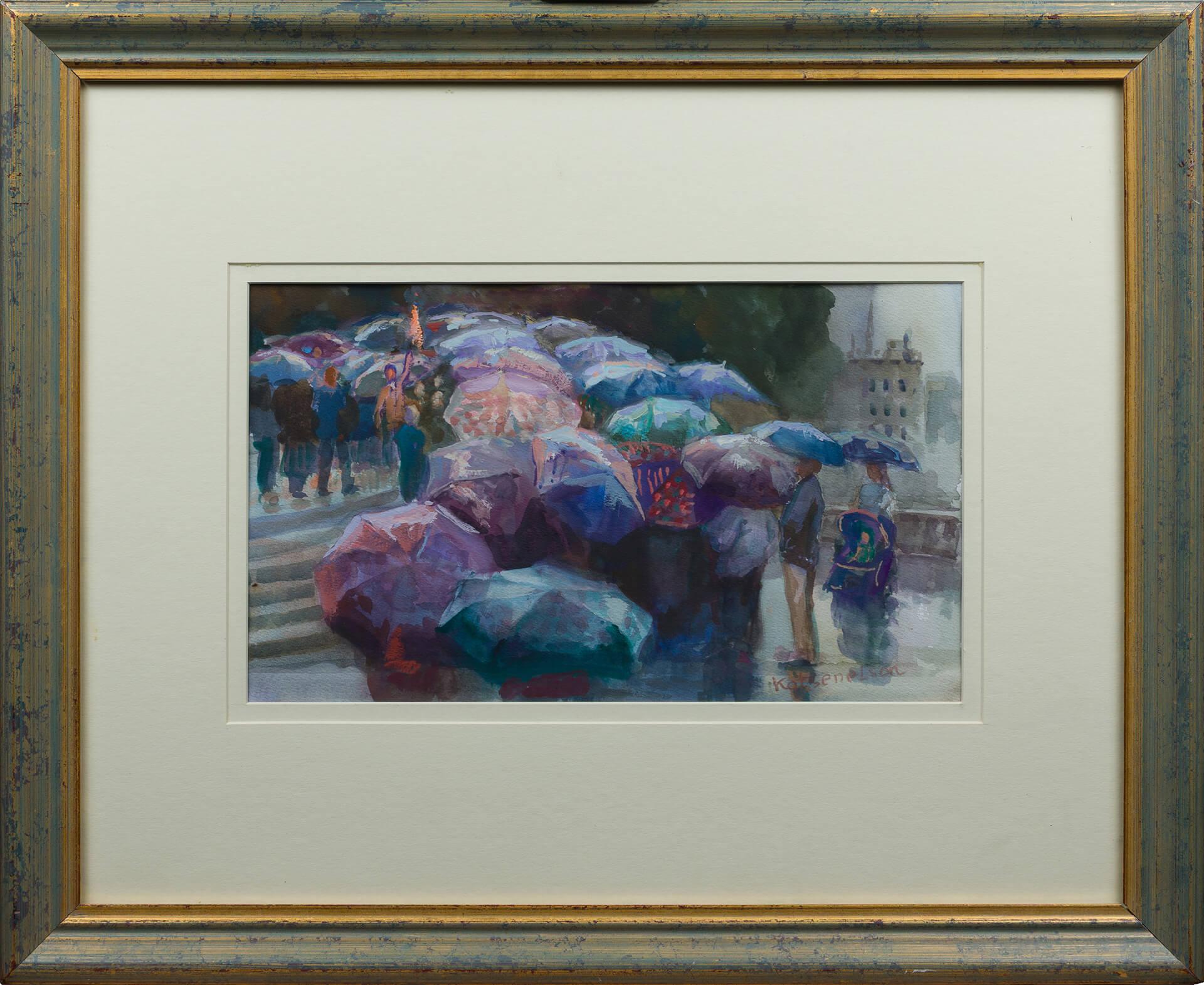 „Brussels Excursion“ (ca. 2011) von Naum Katsenelson, Aquarell-Stadtlandschaft im Angebot 9
