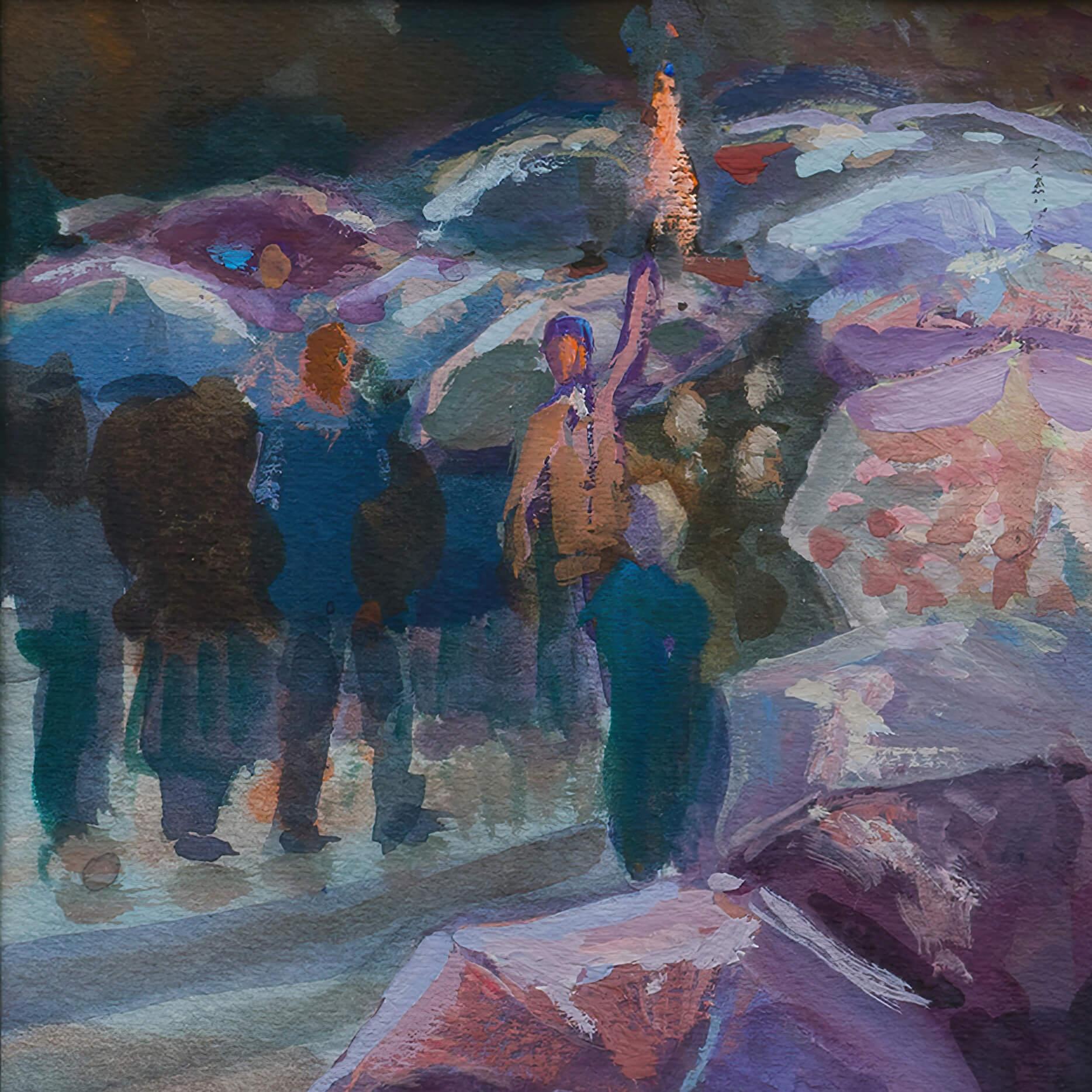 „Brussels Excursion“ (ca. 2011) von Naum Katsenelson, Aquarell-Stadtlandschaft im Angebot 3
