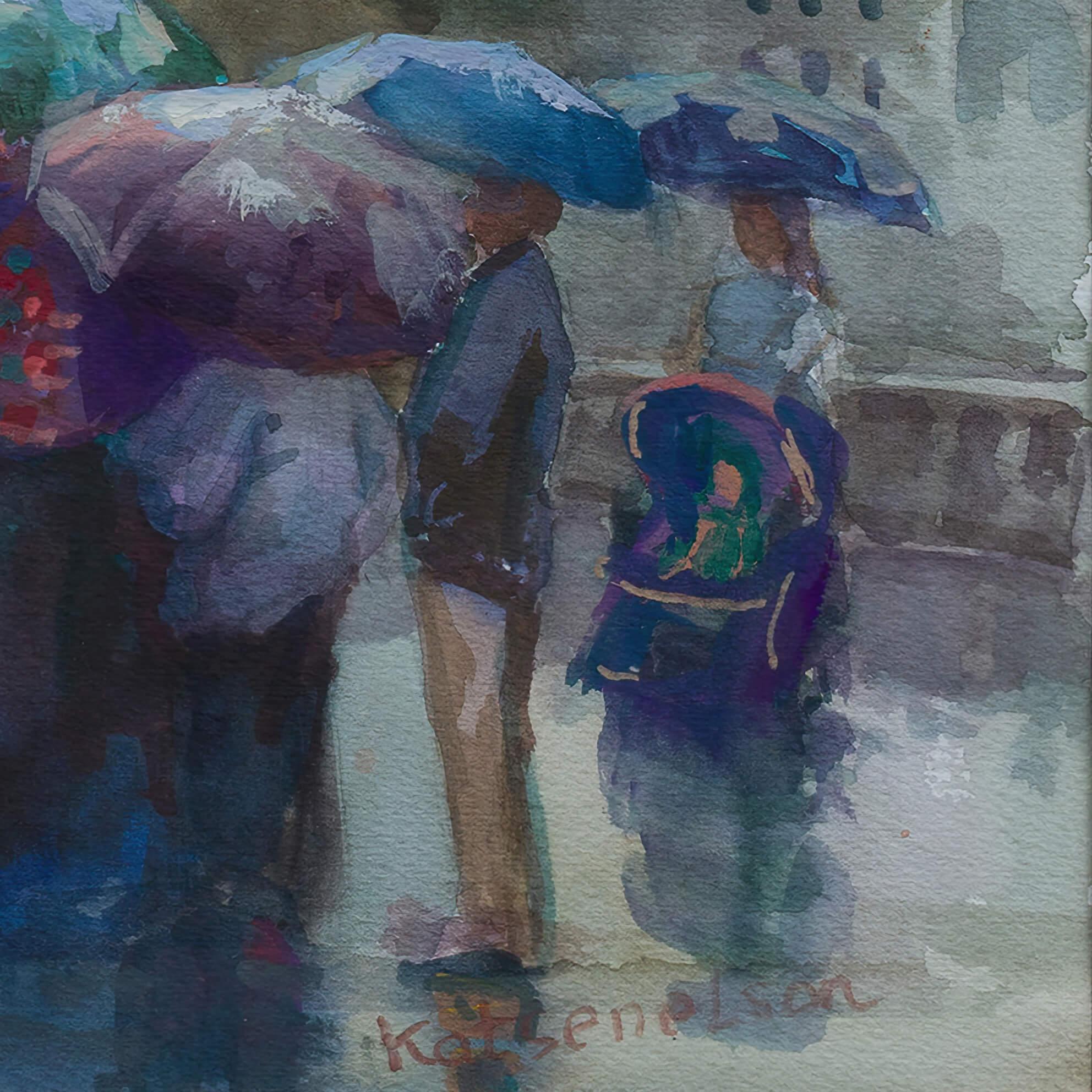 „Brussels Excursion“ (ca. 2011) von Naum Katsenelson, Aquarell-Stadtlandschaft im Angebot 6