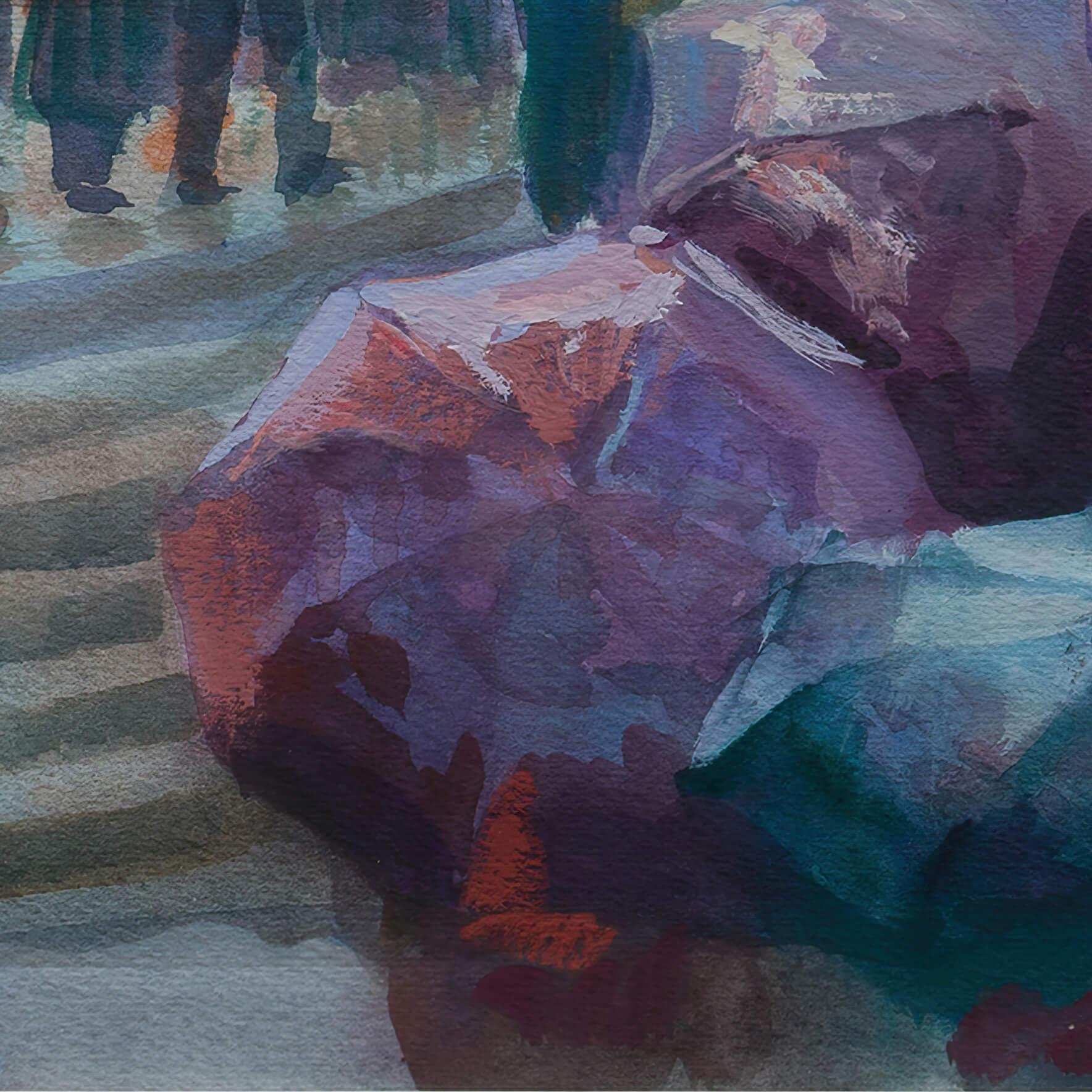 „Brussels Excursion“ (ca. 2011) von Naum Katsenelson, Aquarell-Stadtlandschaft im Angebot 4