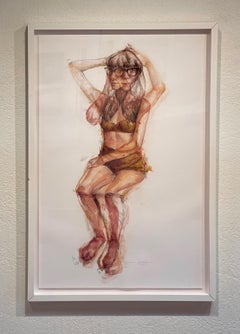 "Play" (2013), Retrato figurativo abstracto original al pastel sobre papel de archivo