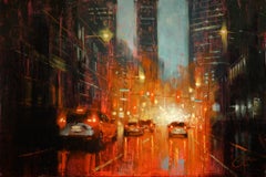 Denver - City Lights, Oil painting
