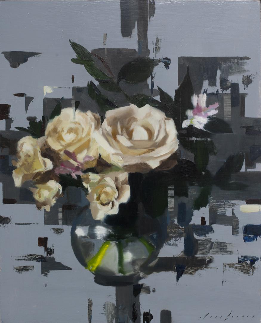 Jon Doran Still-Life Painting - Fragmented Roses, Oil painting
