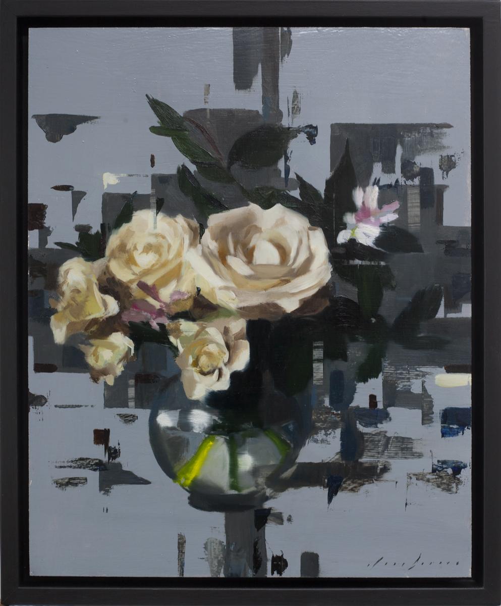 Fragmented Roses, Oil painting - Painting by Jon Doran