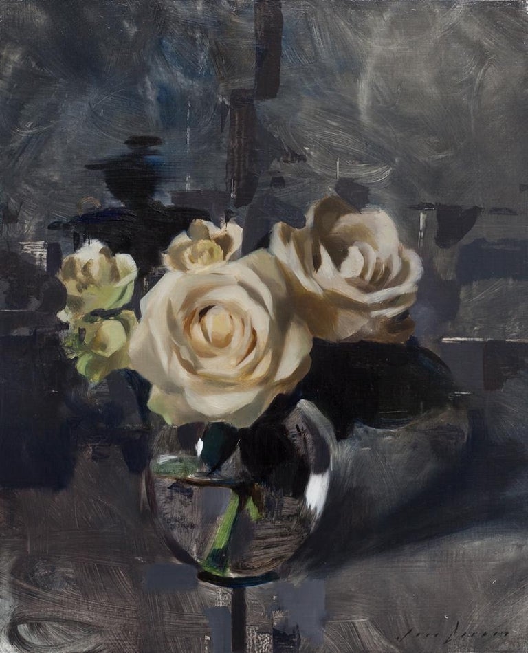 Jon Doran White Roses And Dark Grey Oil Painting At 1stdibs Jon Doran White Roses And Dark Grey Oil Painting At 1stdibs