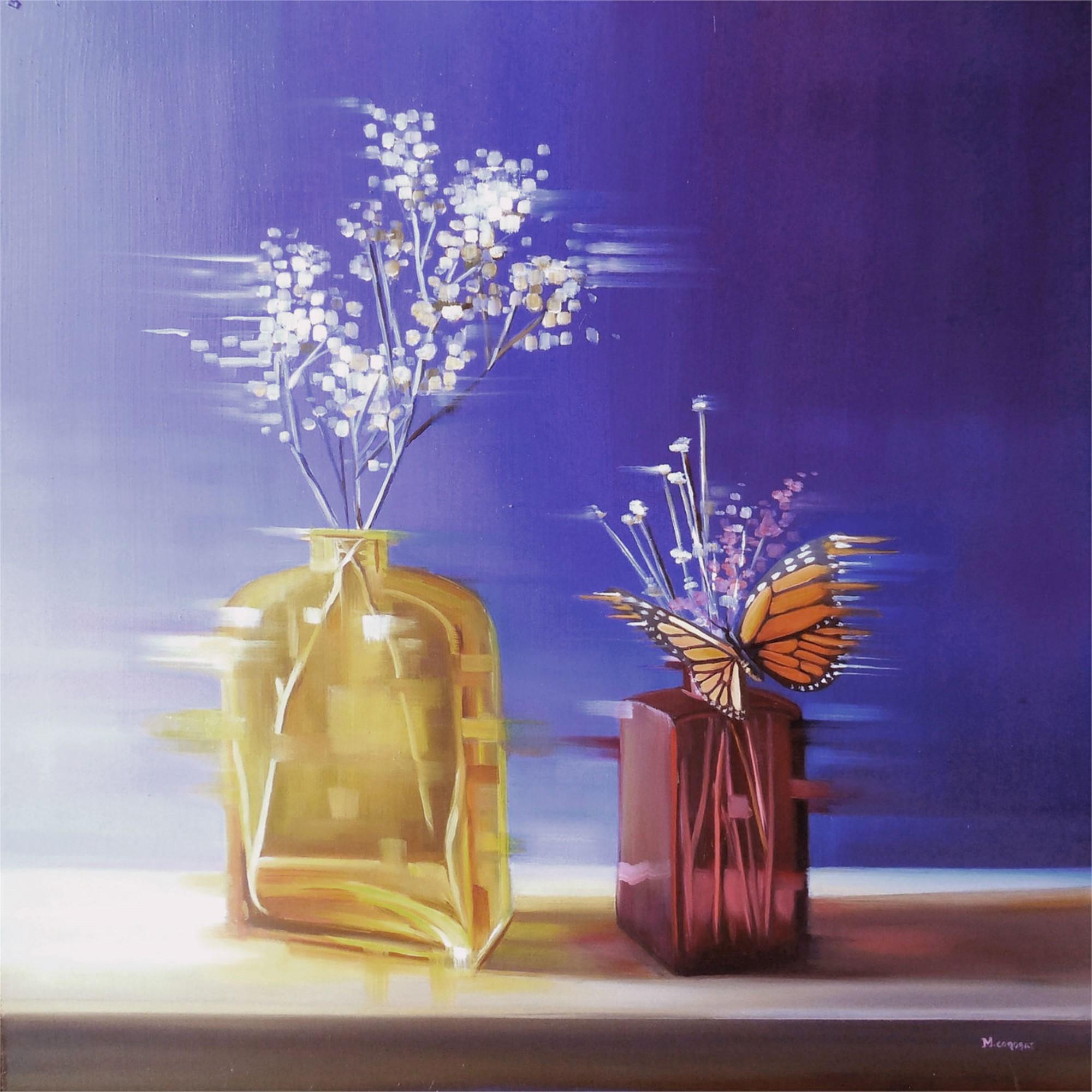 Michelle Condrat Still-Life Painting - Violet and Gold, Oil painting