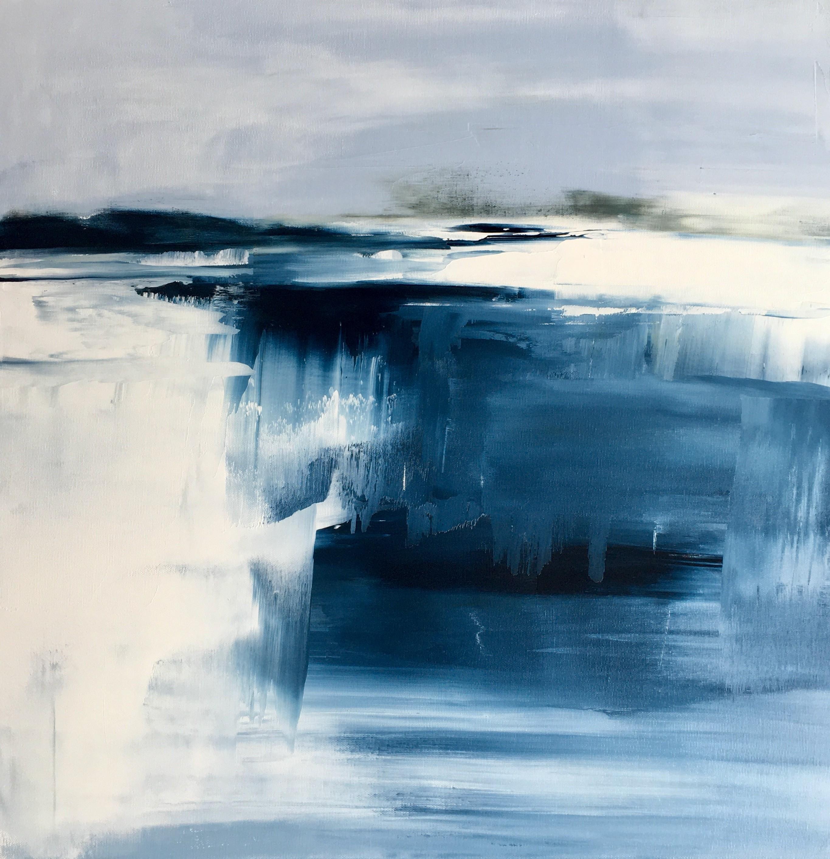 Sandra Pratt Landscape Painting - Dissolving Blues, Oil painting