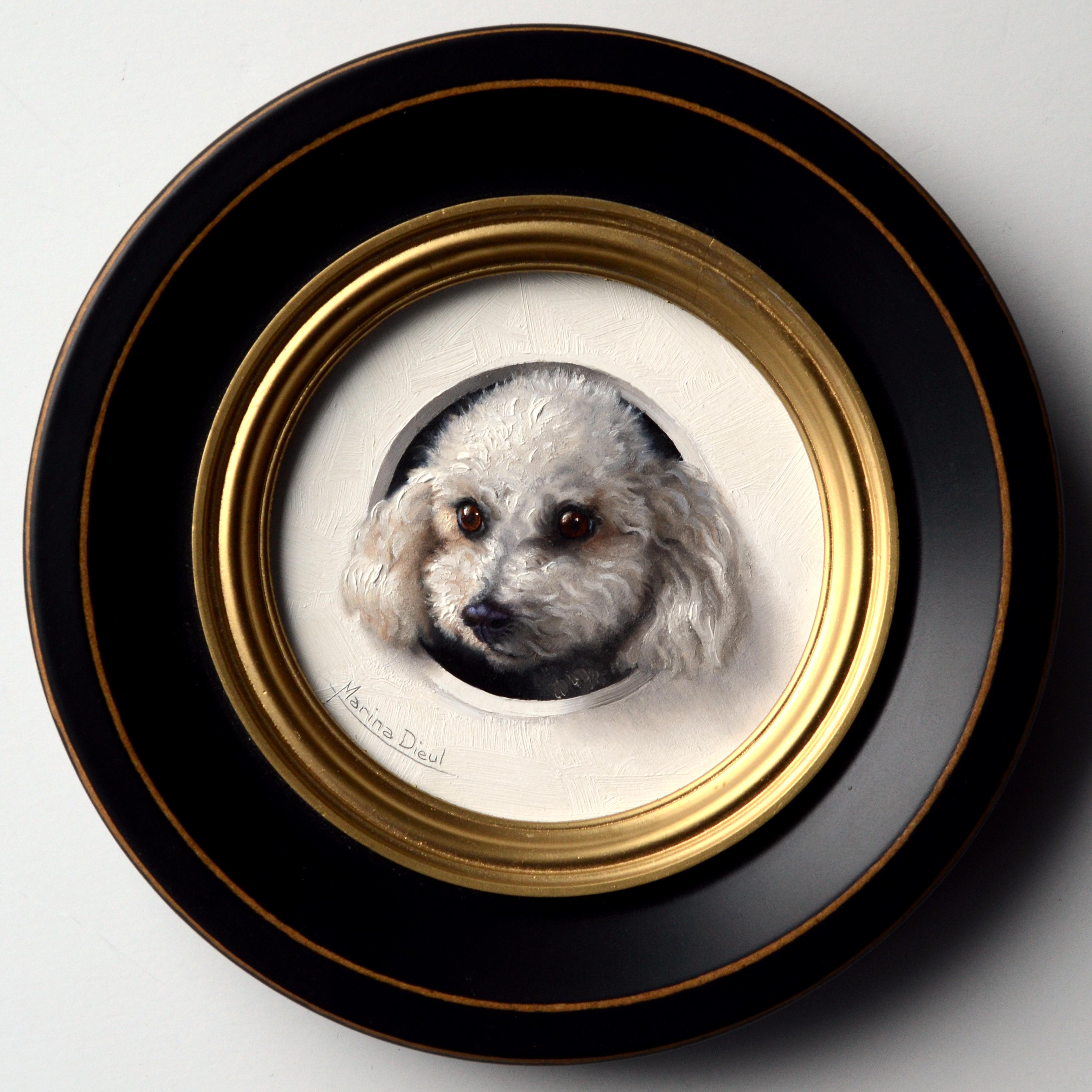 Marina Dieul Animal Painting - "Petite Mini Chien, " Oil painting