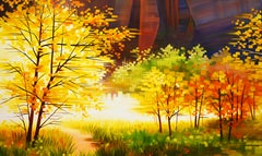 "Off the Beaten Path, " Autumn Landscape Oil painting