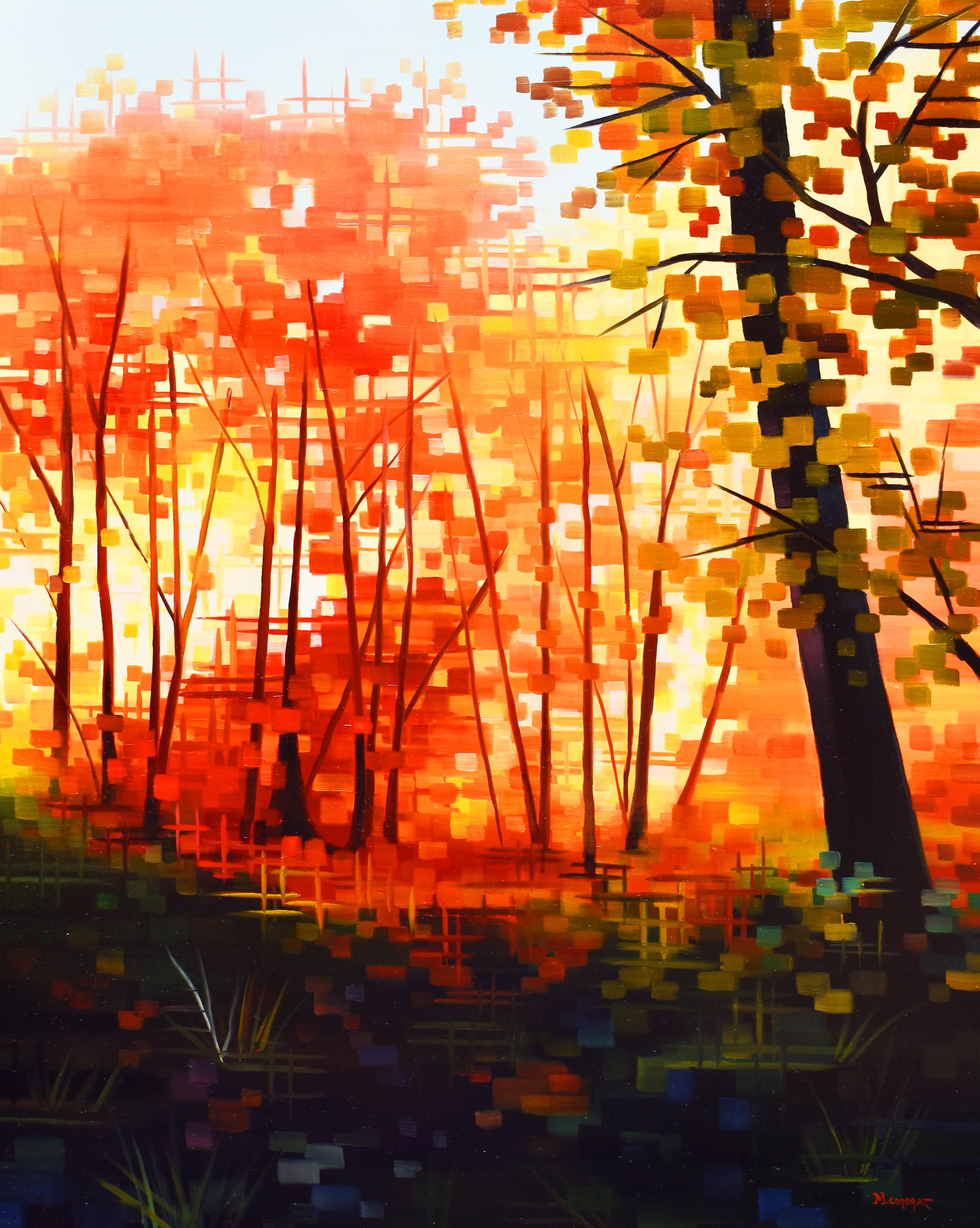 Michelle Condrat Landscape Painting - "The Lucky Grove, " Landscape Oil painting in Autumn