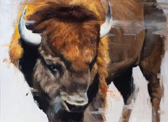 Hayden Valley Bison, Oil painting