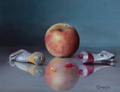 "Nasce una mela", pittura a olio