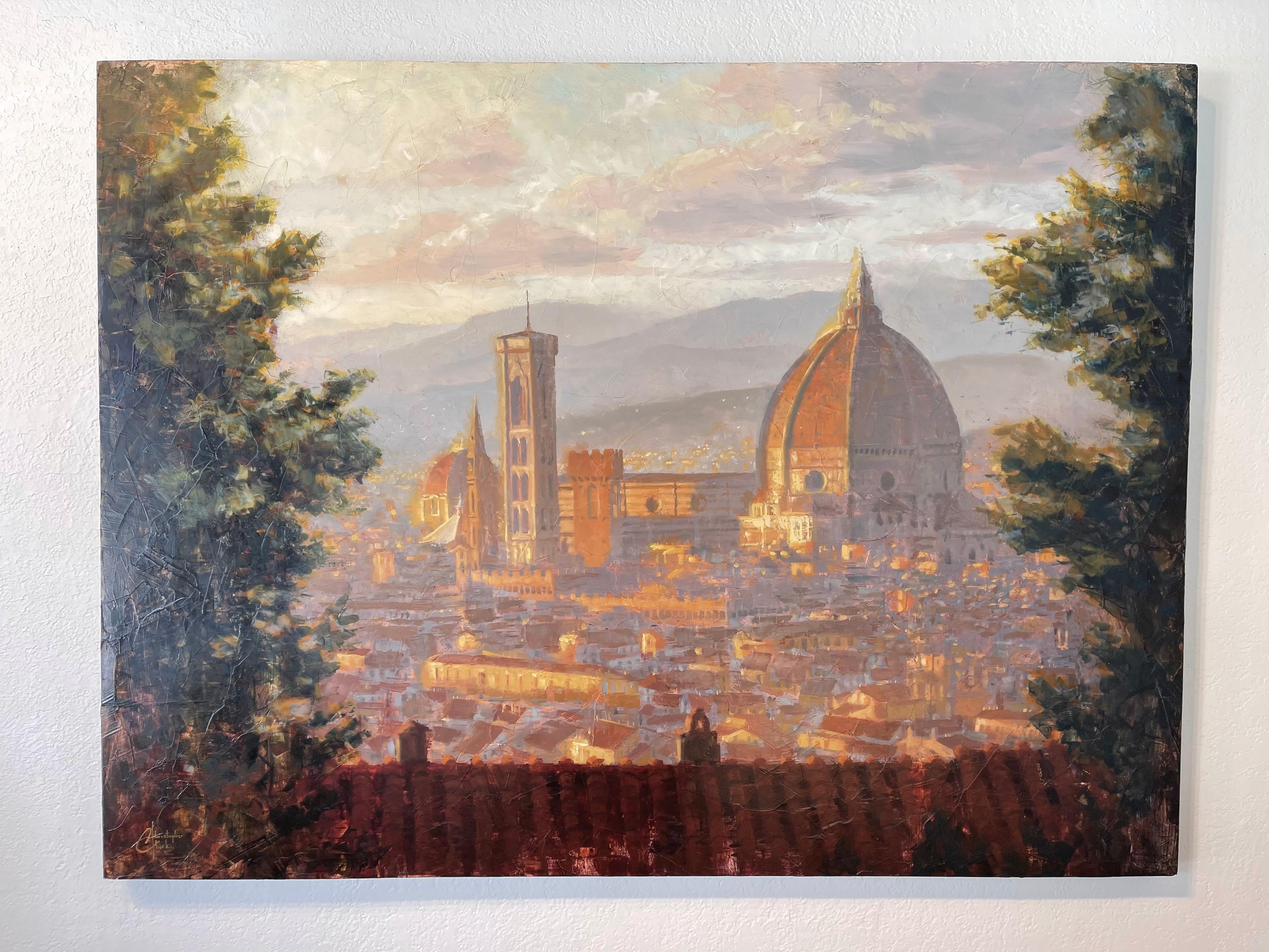 Florence, Italy - Duomo from a Distance - Painting by Christopher Clark