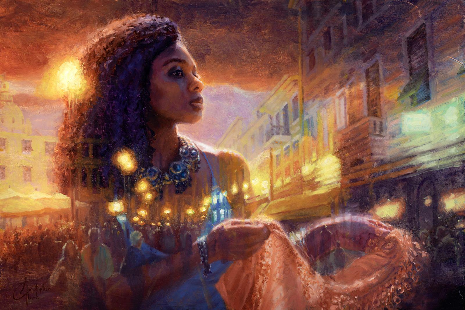 Figurative Painting di Christopher Clark - "Ricordi di luoghi esotici" Pittura a olio