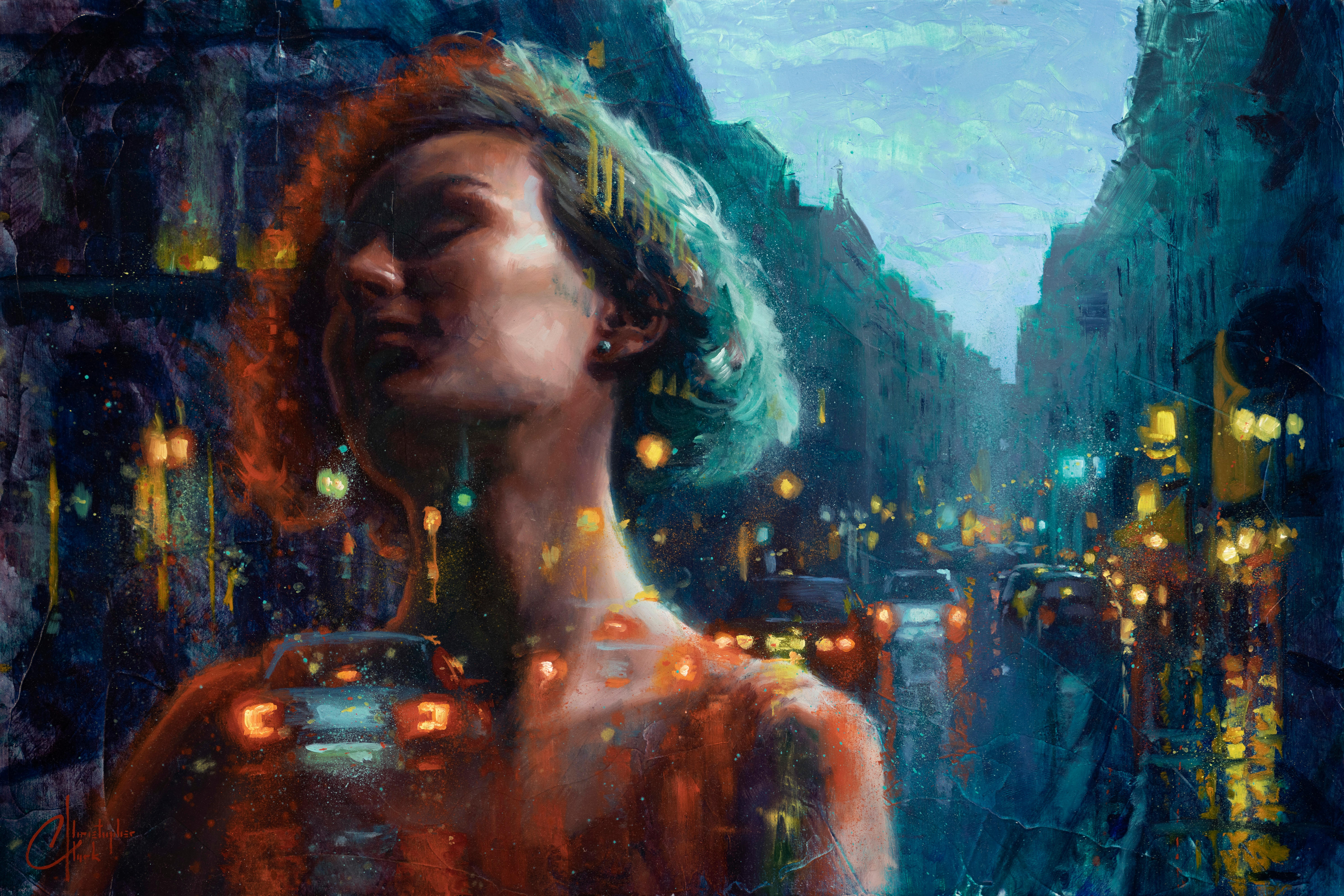 Christopher Clark Figurative Painting - "Dreaming of the City 2" Oil Painting