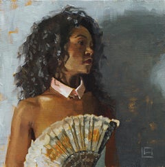 "Lady with Fan" Oil Painting