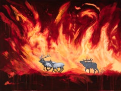 "Pintura al óleo "Fuera de las llamas