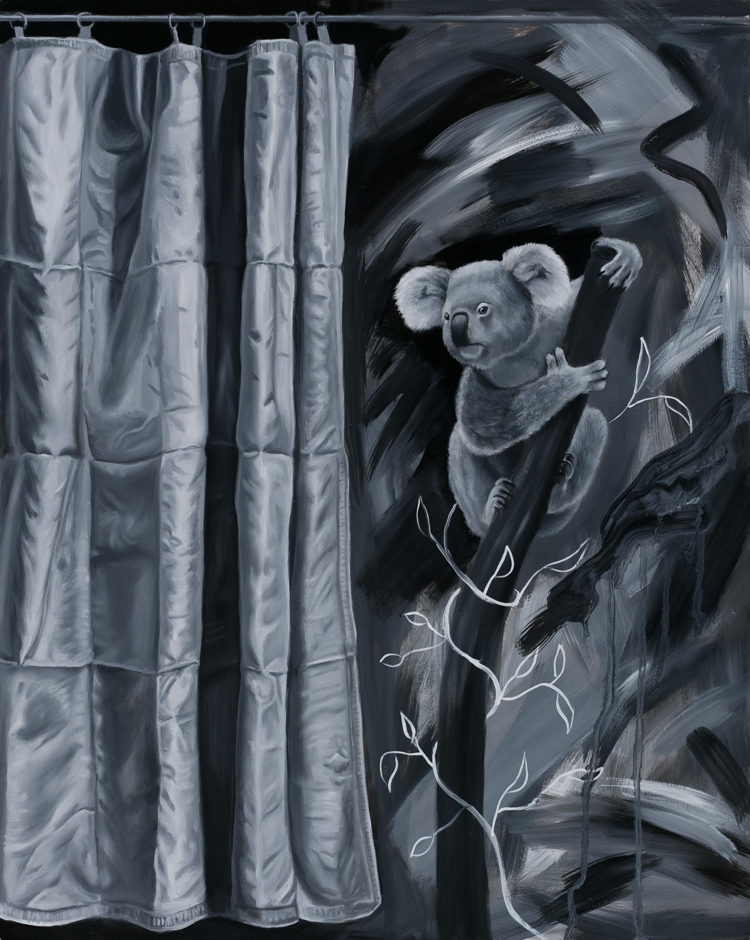 Robin Hextrum Animal Painting - "Behind the Curtain" Oil Painting