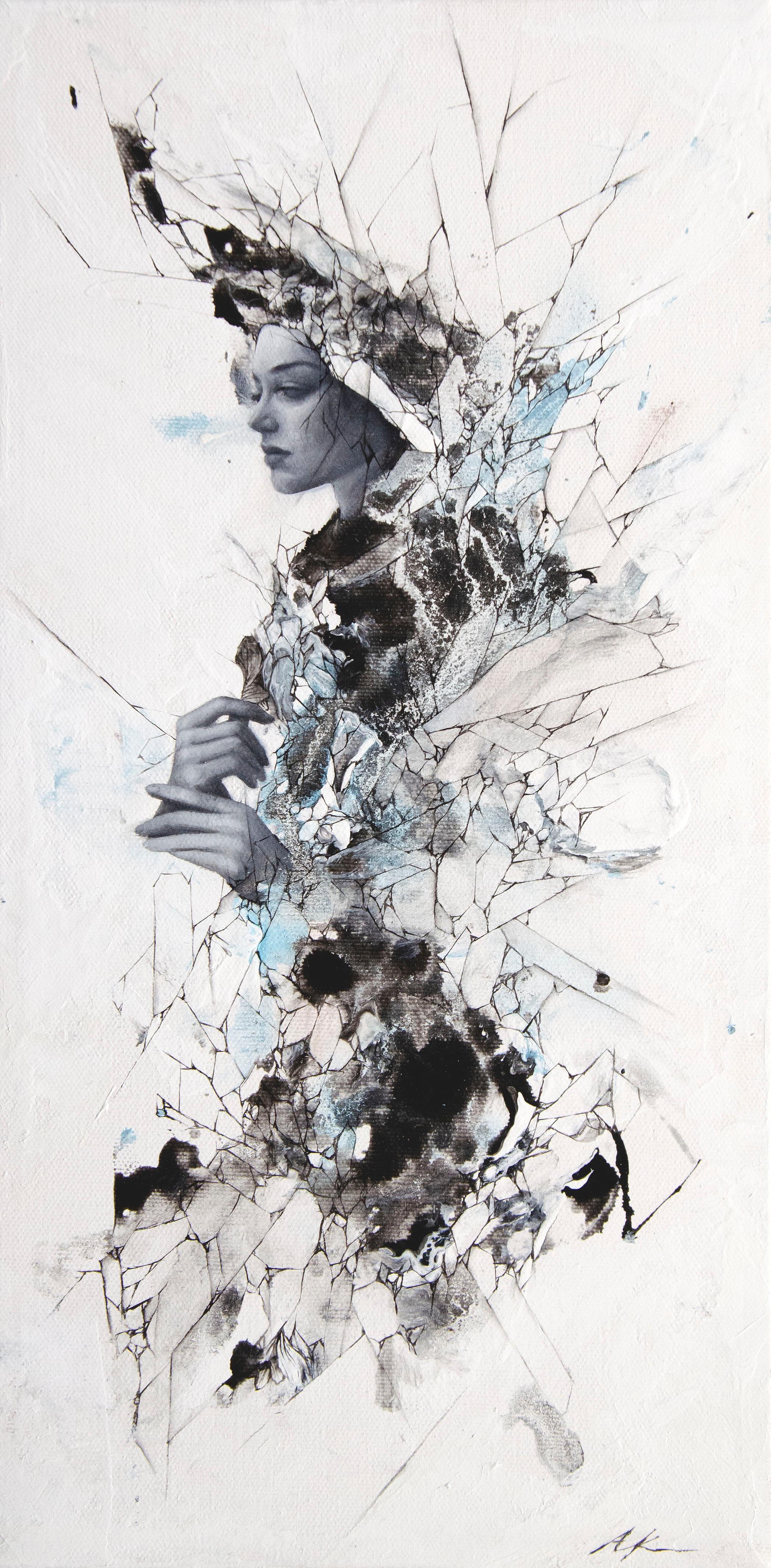 Aiden Kringen Portrait Painting - "Cirrus" Mixed Media Painting