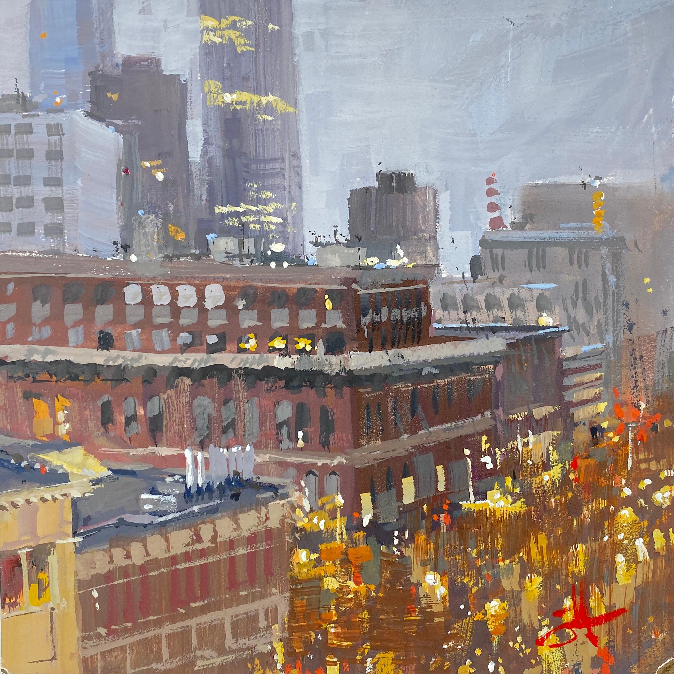 Judd Mercer Figurative Painting - "View from the Ninth" Gouache Painting