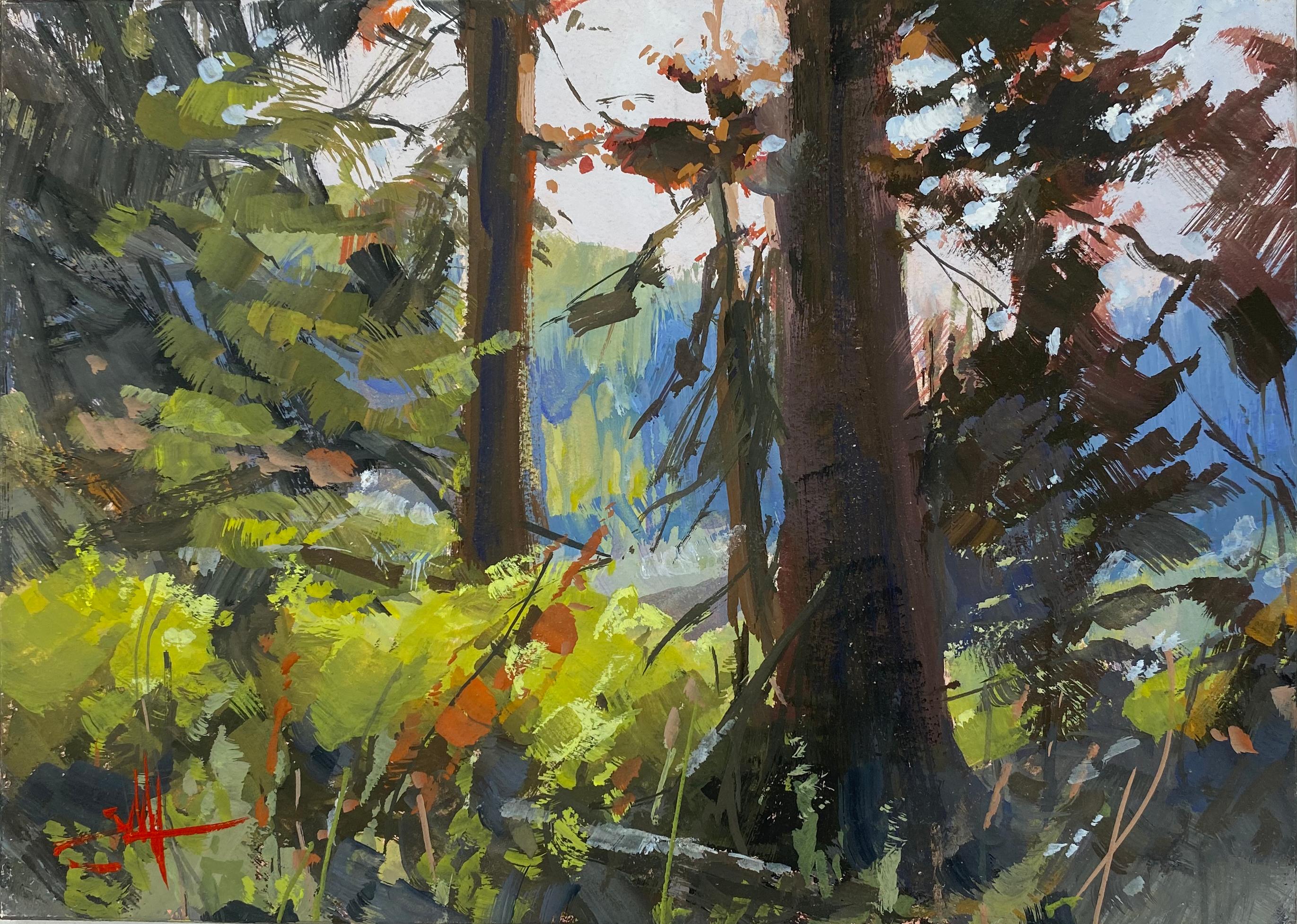 "Through the Trees" Gouache Painting