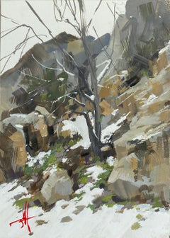 "Snow Slope" Gouache Painting