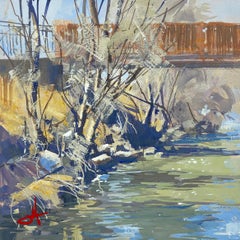 Gouache-Gemälde „River Trail“
