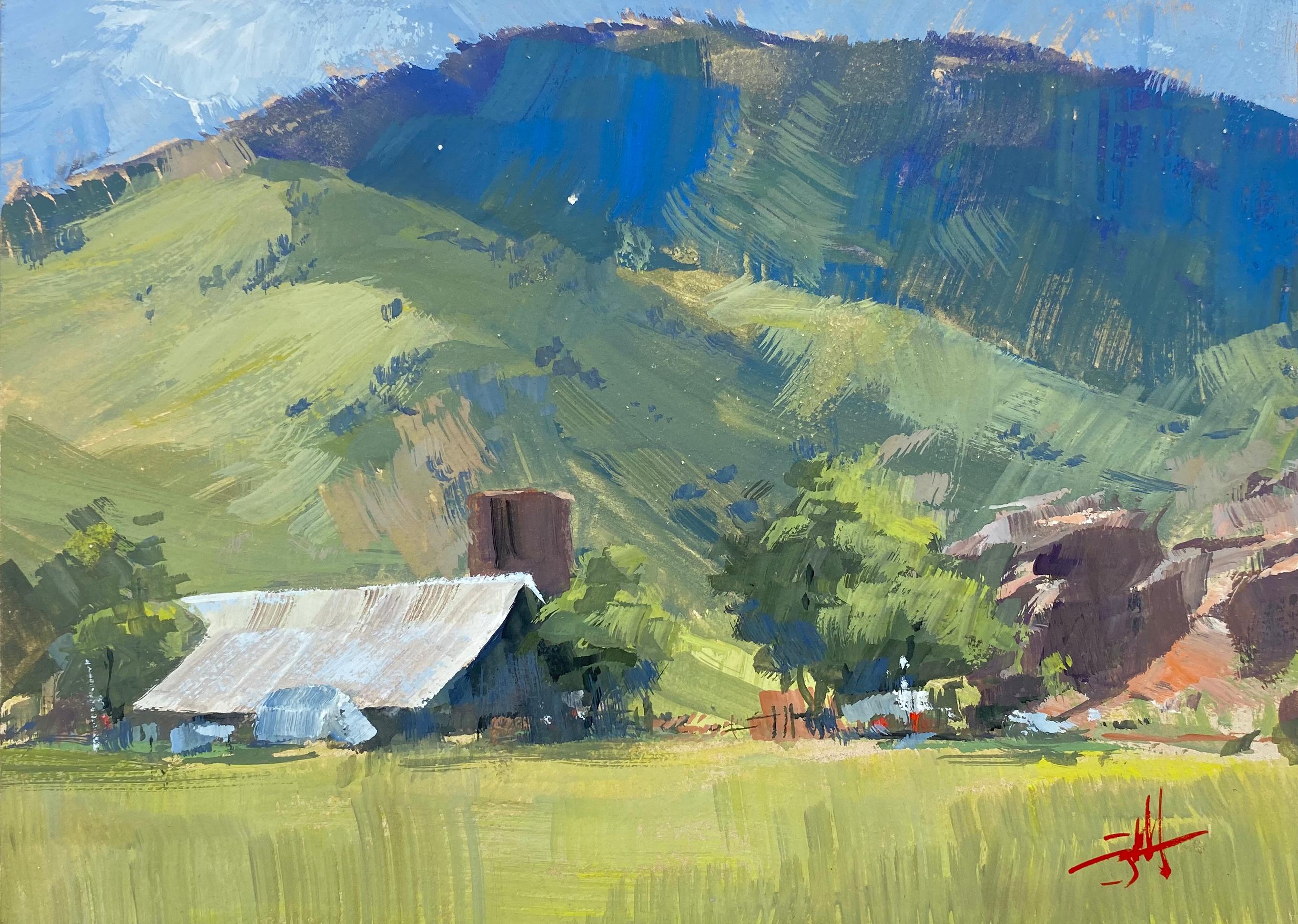 "Red Rocks Farm" Gouache Painting