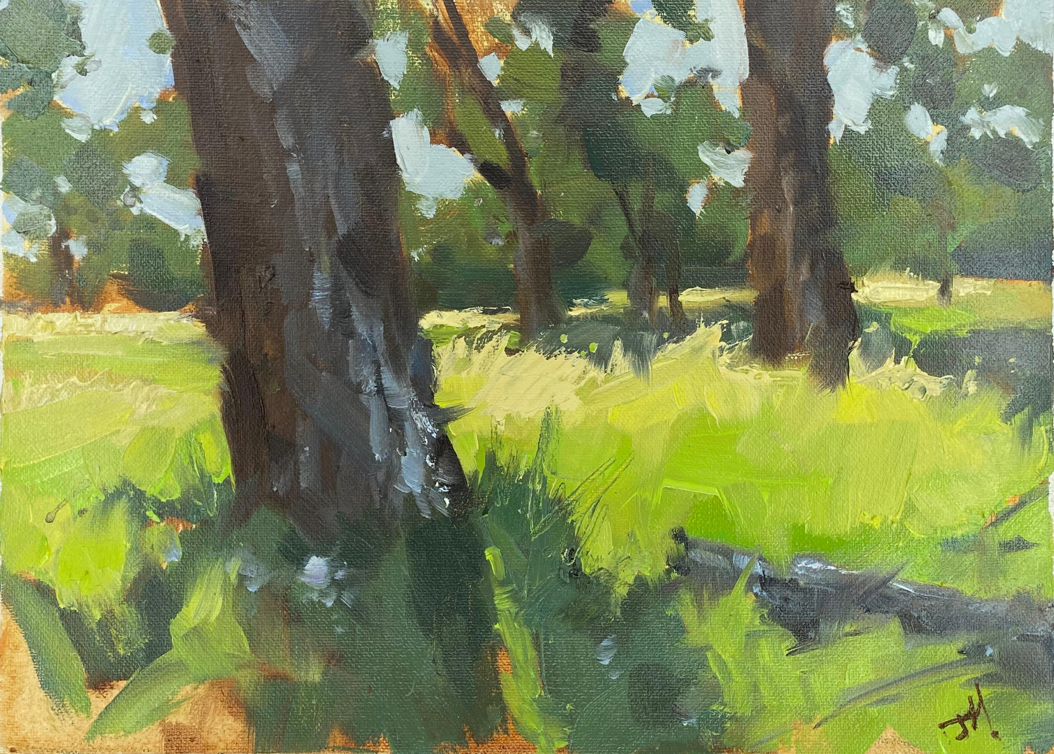 Judd Mercer Landscape Painting - "Grass Underfoot" Gouache Painting