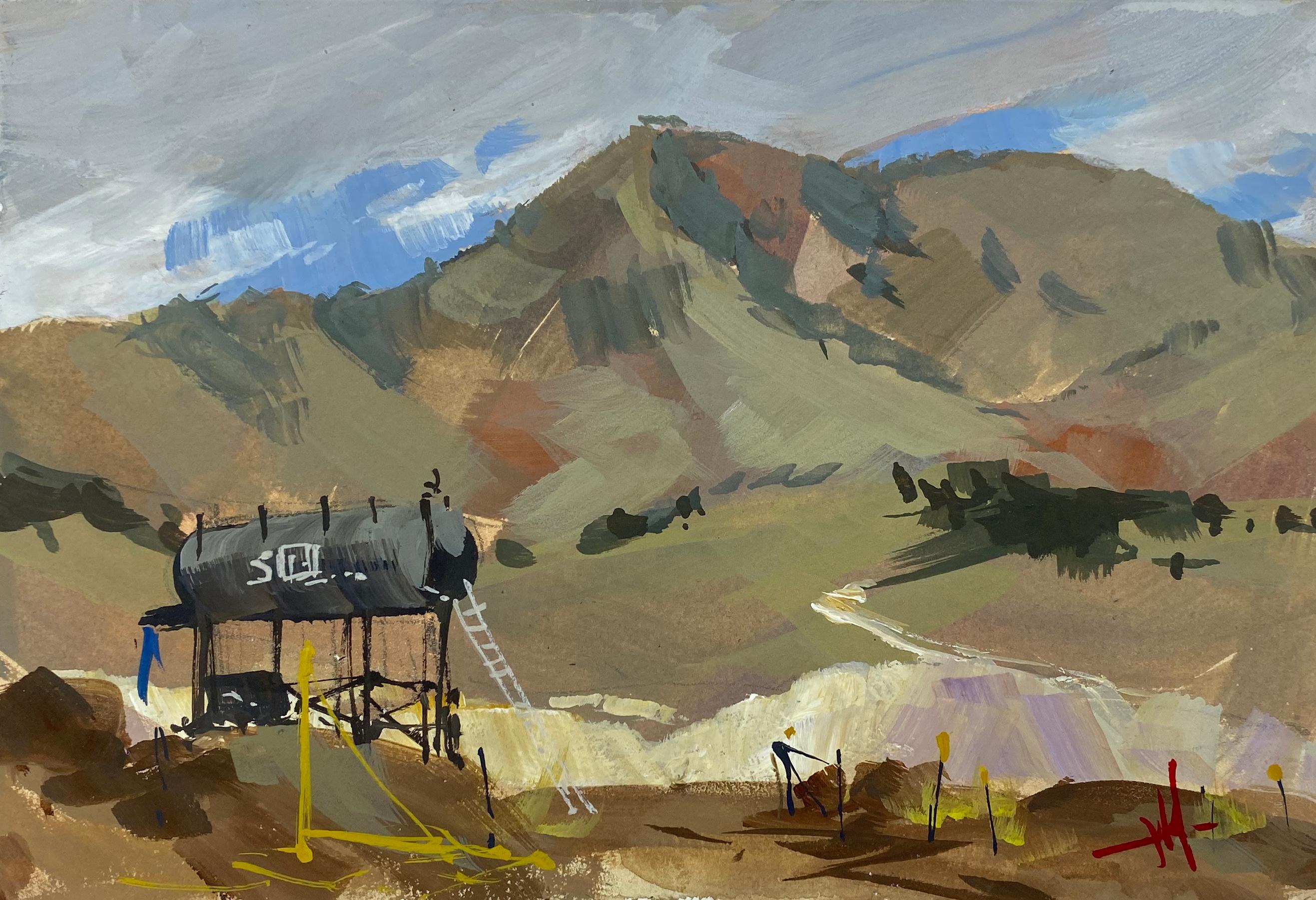 Judd Mercer Landscape Painting - "Foothills Reserve" Gouache Painting