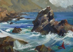 "Against the Rocks" Gouache Painting