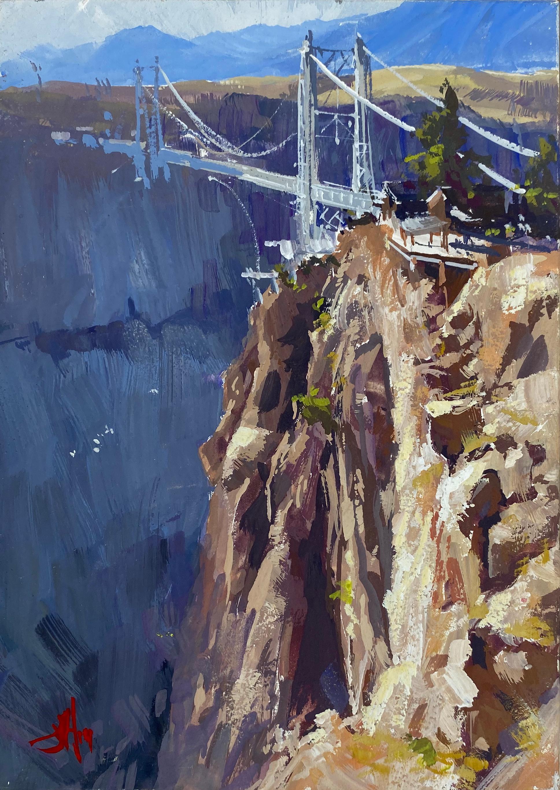 Judd Mercer Landscape Painting - "Afternoon at the Gorge" Gouache Painting