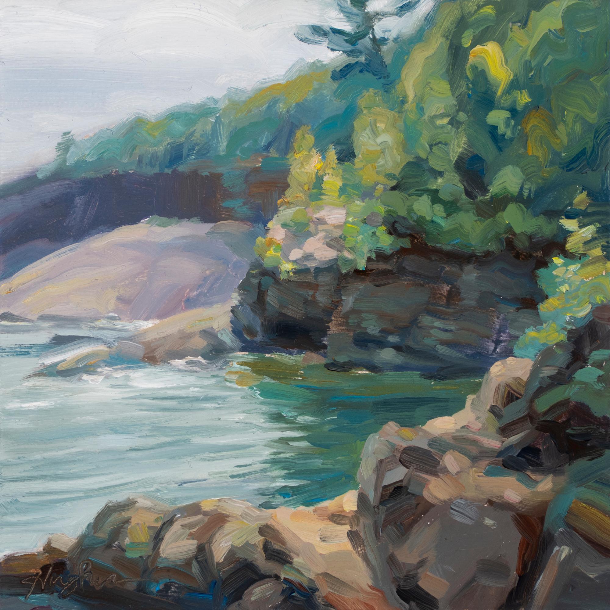 Primary Hughes Landscape Painting – ""Presque Isle (Tag 44), 15. September 2020"" Ölgemälde