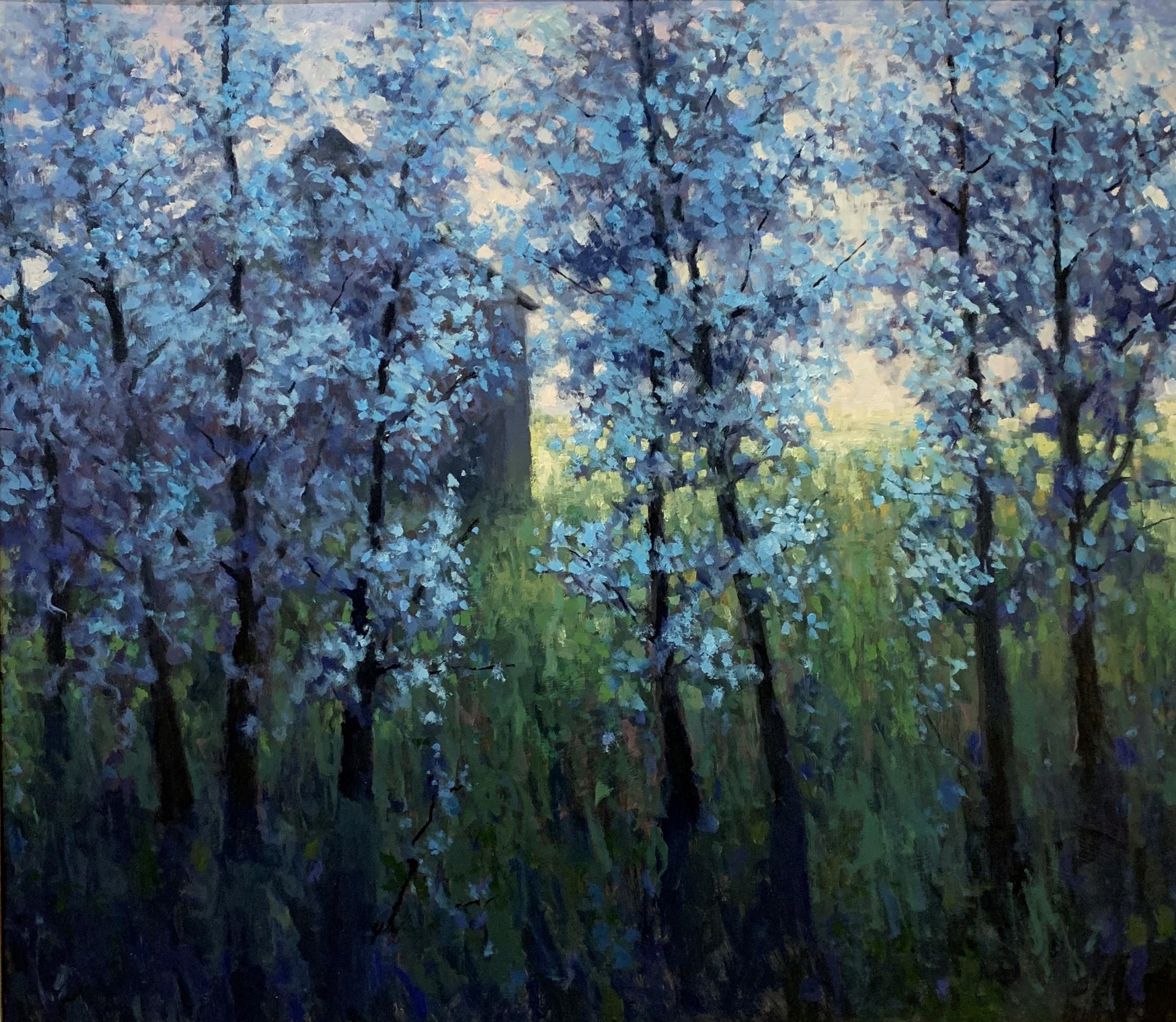 Seth Winegar Landscape Painting - "Spring Blossoms" Oil painting