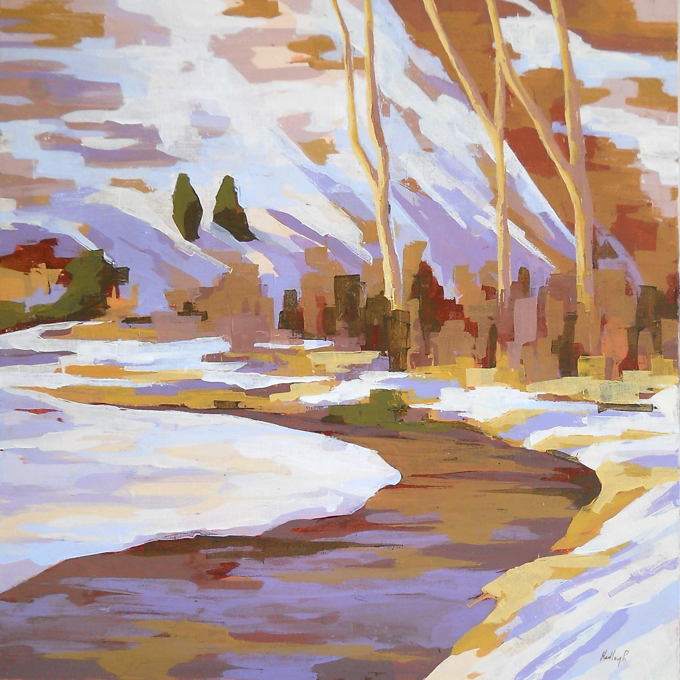 Hadley Rampton Landscape Painting - "Streaming, " Oil Painting