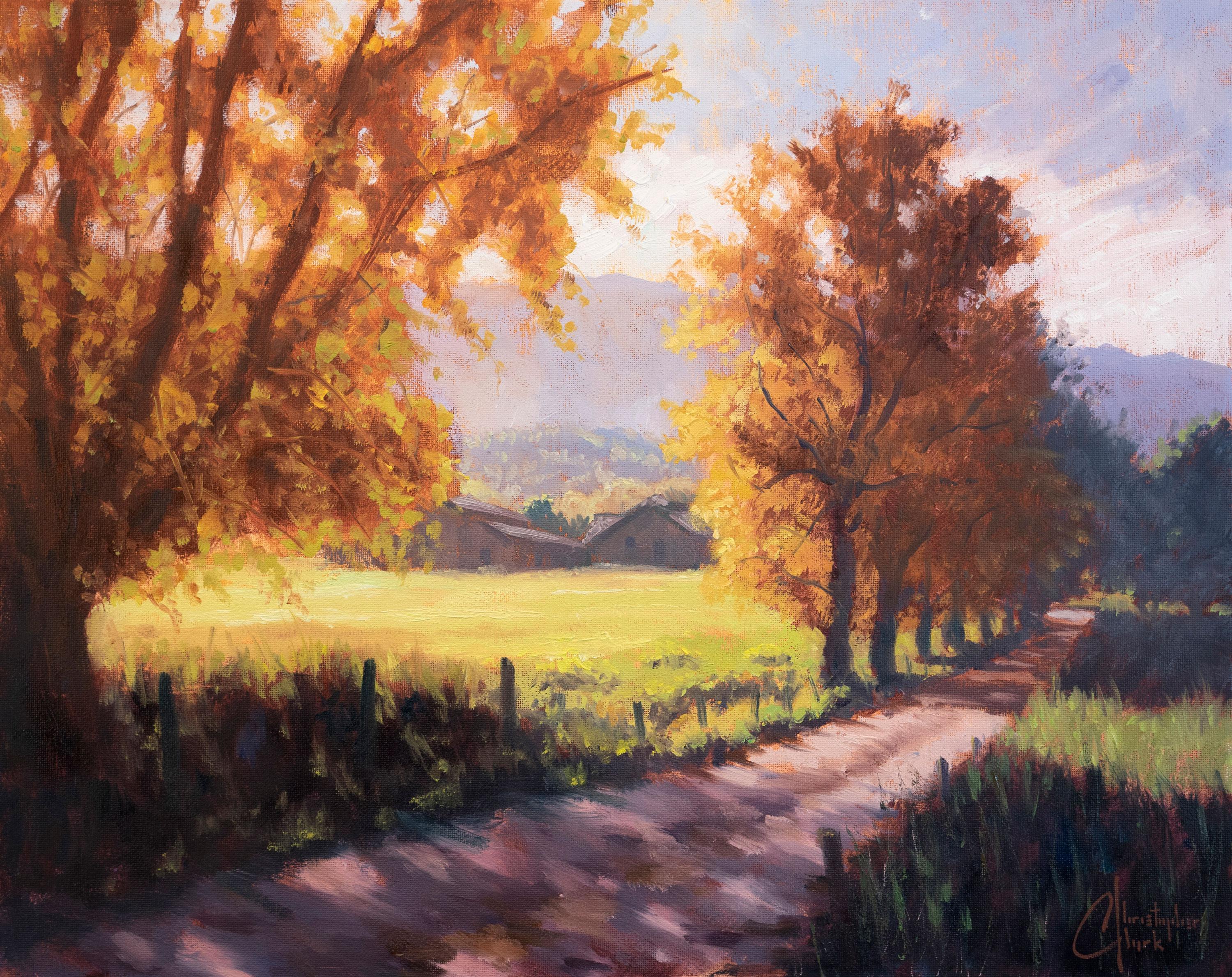 Christopher Clark Figurative Painting - "Countryside Path" Oil Painting