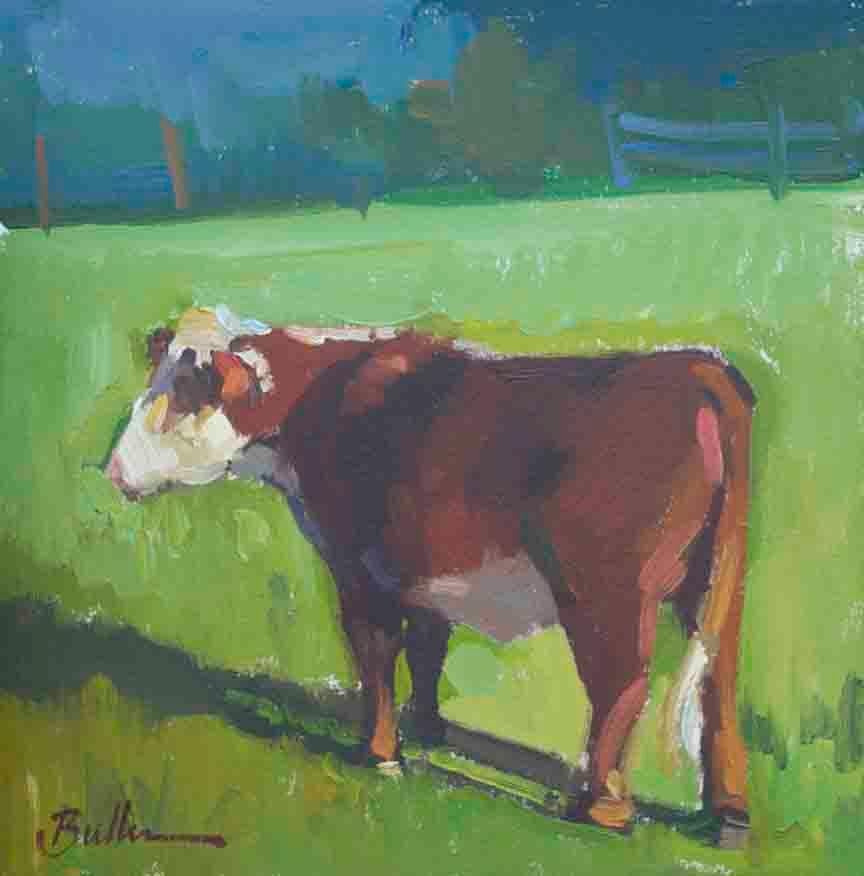 Samantha Buller Animal Painting - "Waiting for Feed" Oil Painting