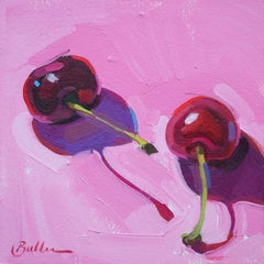 "Two Cherries on Pink" Oil Painting